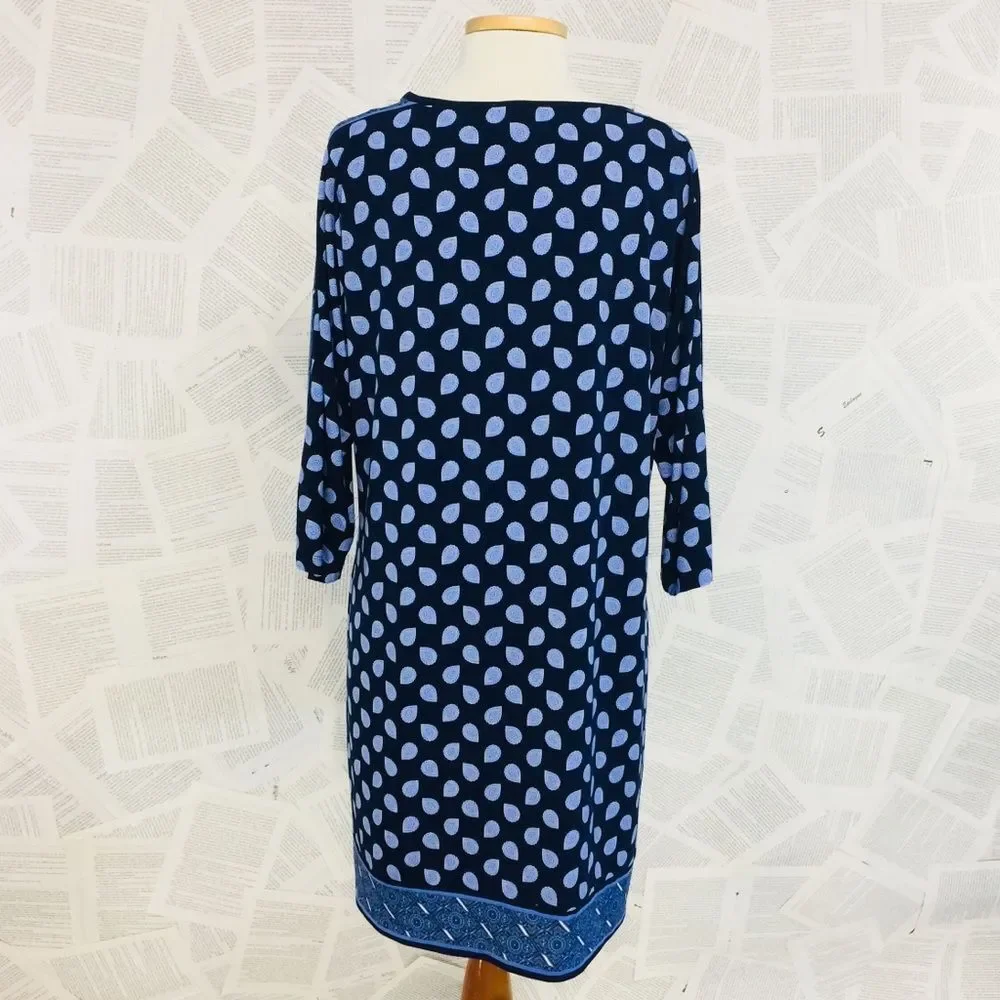 Michael Kors Navy Pasley Shift Dress Stretchy L